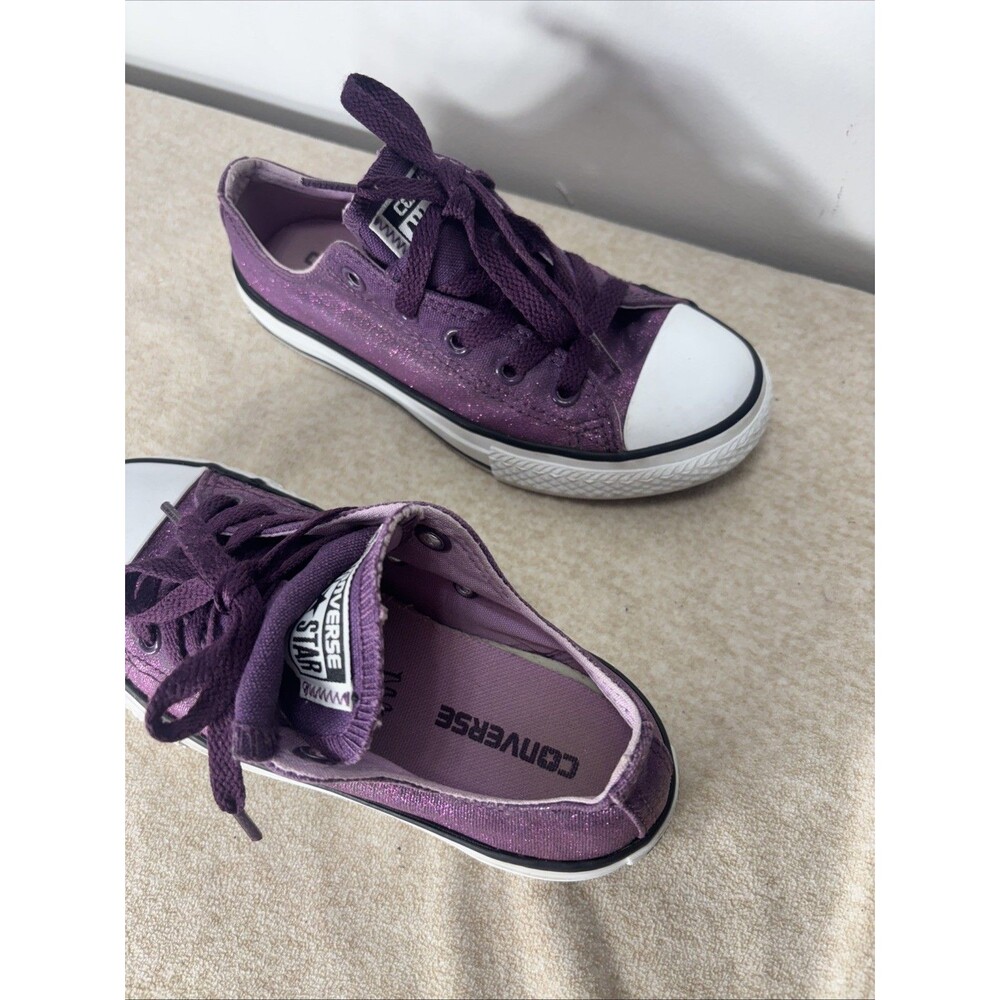 Converse All Star Double Tongue Girl's Skate Shoes berry Sparkle purple Sz 13 - Picture 6 of 14